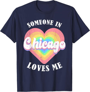 Someone In Chicago Loves Me City Heart T-Shirt - T-Shirt | Navy