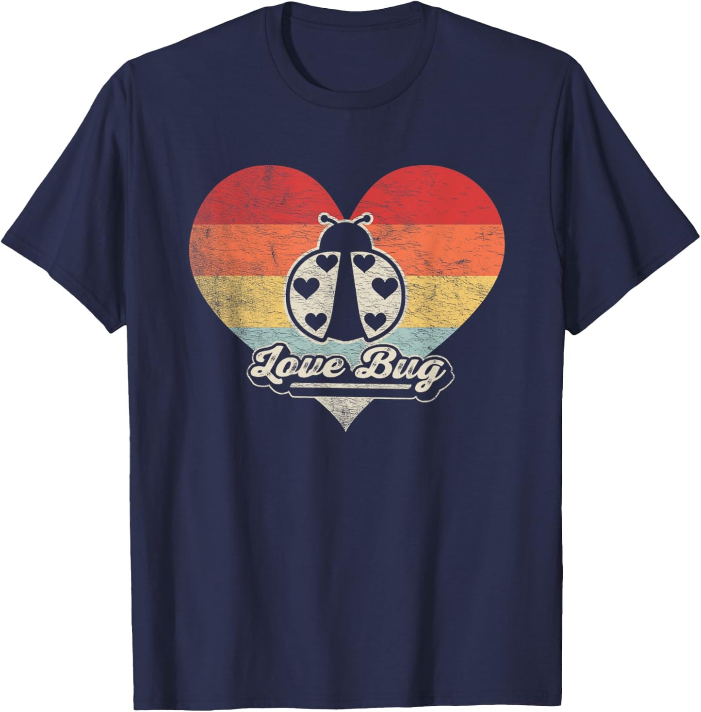 Outta Sight! Vintage Retro Love Bug Valentines Day - -Adults - Black - Small - Short Sleeve - Classic Fit - Cotton, Polyester T-Shirt - T-Shirt | Navy