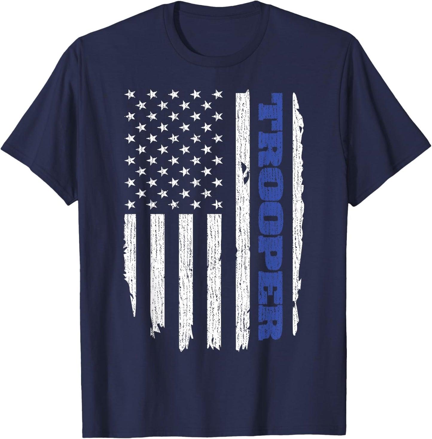State Trooper Police Thin Blue Line USA Flag T-Shirt - T-Shirt | Navy