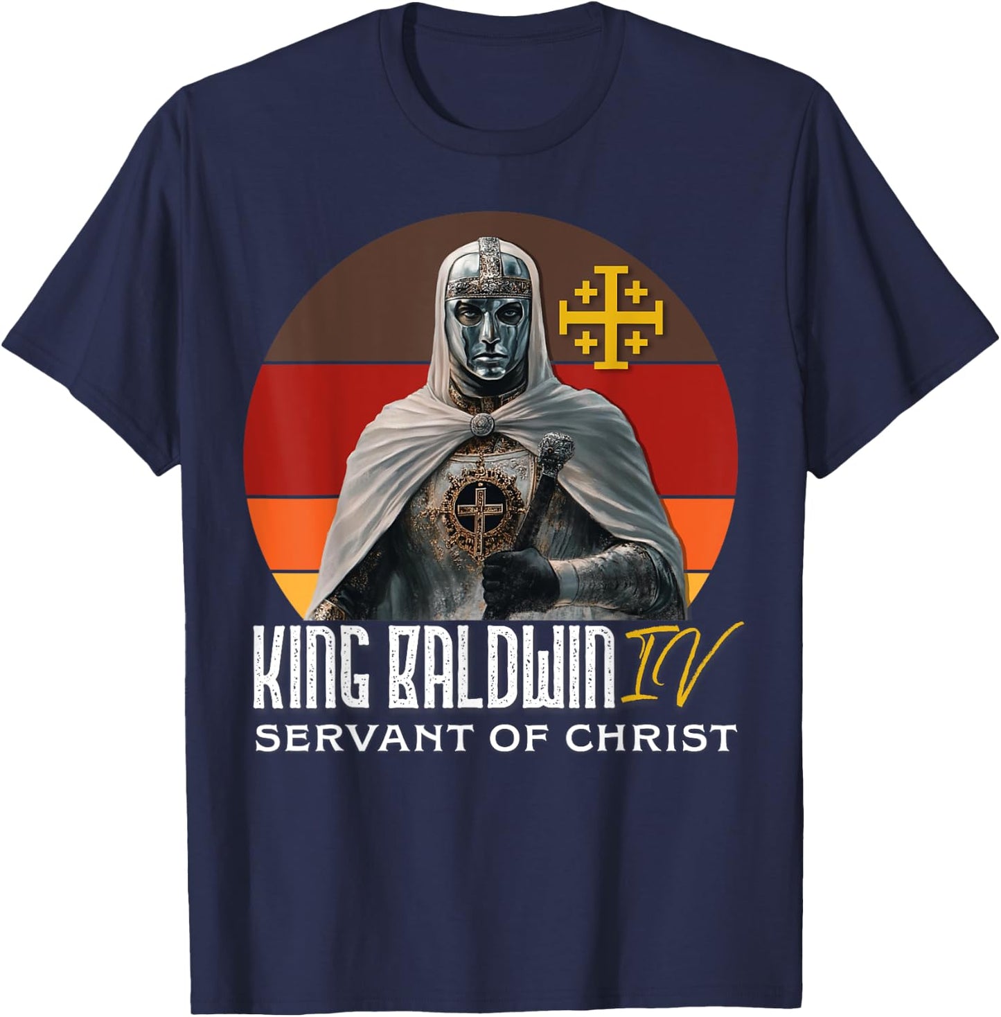 King Baldwin IV Jerusalem Cross Catholic T-Shirt - T-Shirt | Navy