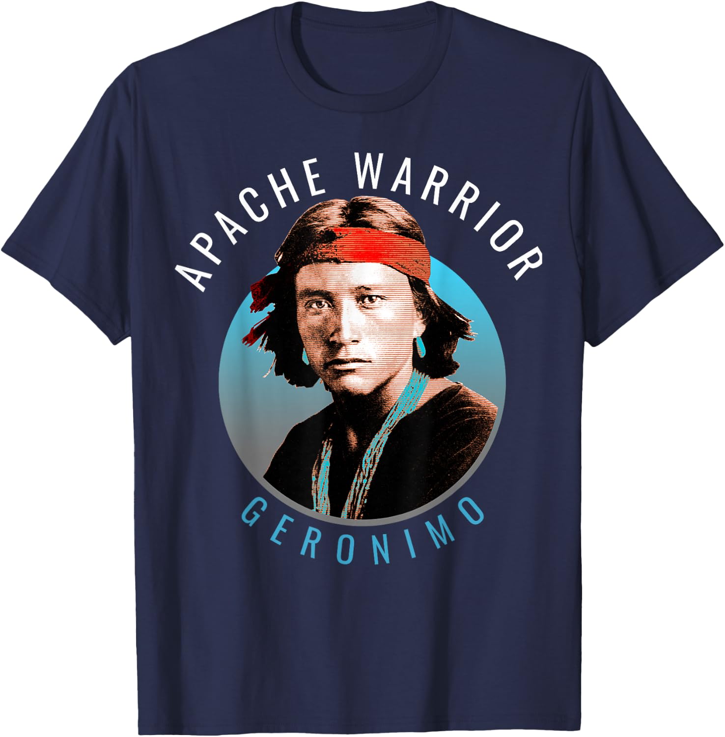 Geronimo Native American Indian Apache Warrior T-Shirt - T-Shirt | Navy