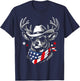 Retro USA Deer Cowboy Sunglasses Western Flag Patriotic T-Shirt - T-Shirt | Navy