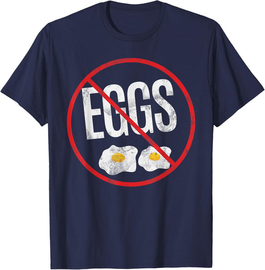 No Egg Allergy Awareness Warning Allergic T-Shirt - T-Shirt | Navy