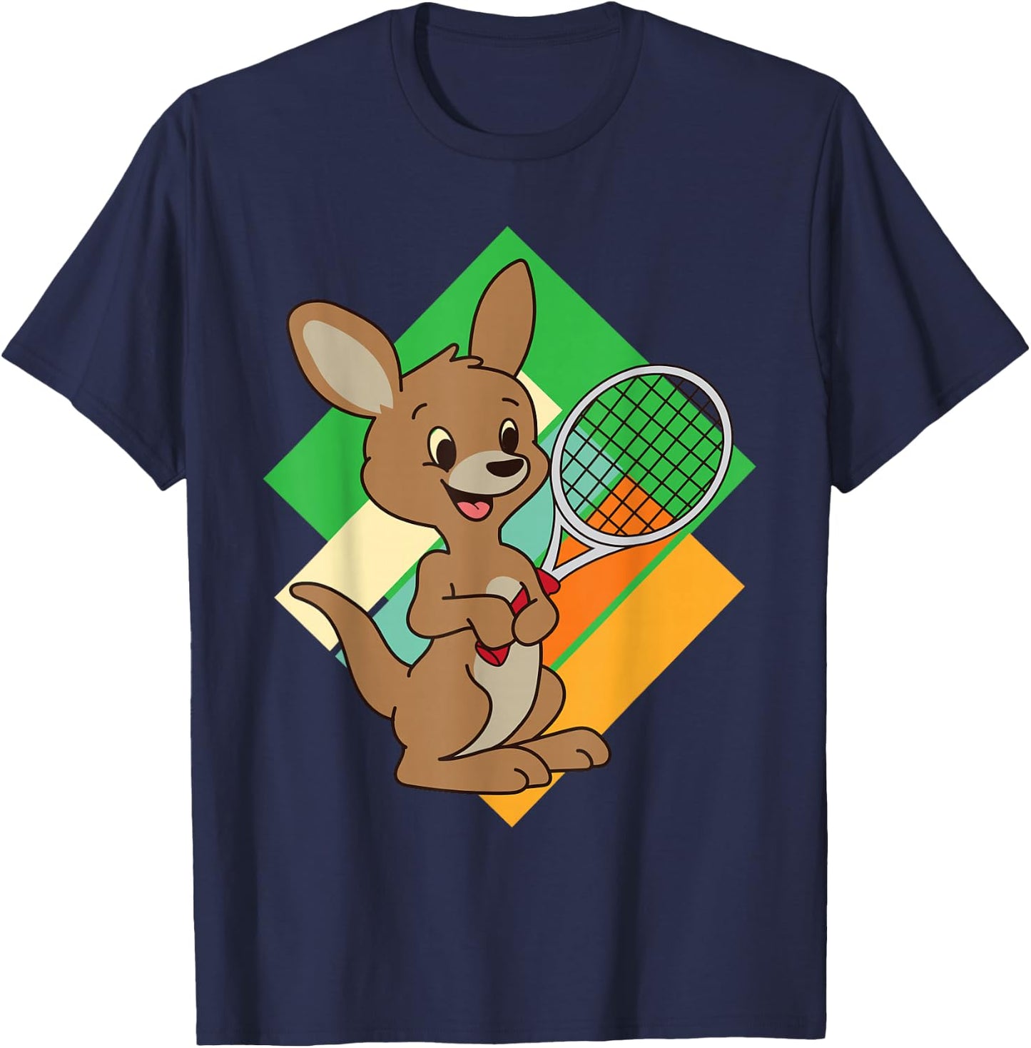 Kangaroo Tennis Player Sports Design Tennis Racket T-Shirt - T-Shirt | Navy
