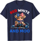Red White and Moo Funny Highland Cow 4th of July Patriotic T-Shirt - T-Shirt | Navy