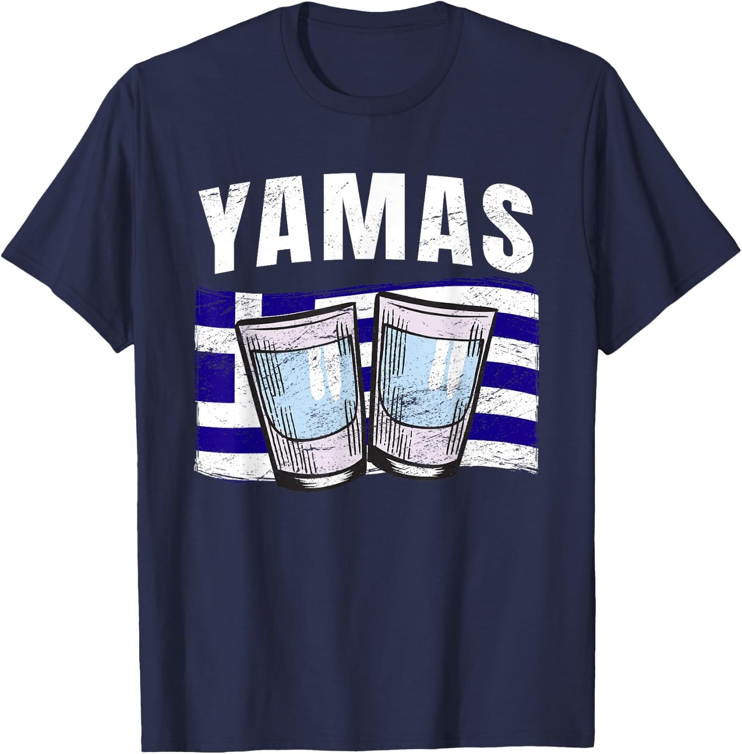 Yamas Cheers Grèce Toast Ouzo humoristique en langue grecque T-Shirt - T-Shirt | Navy