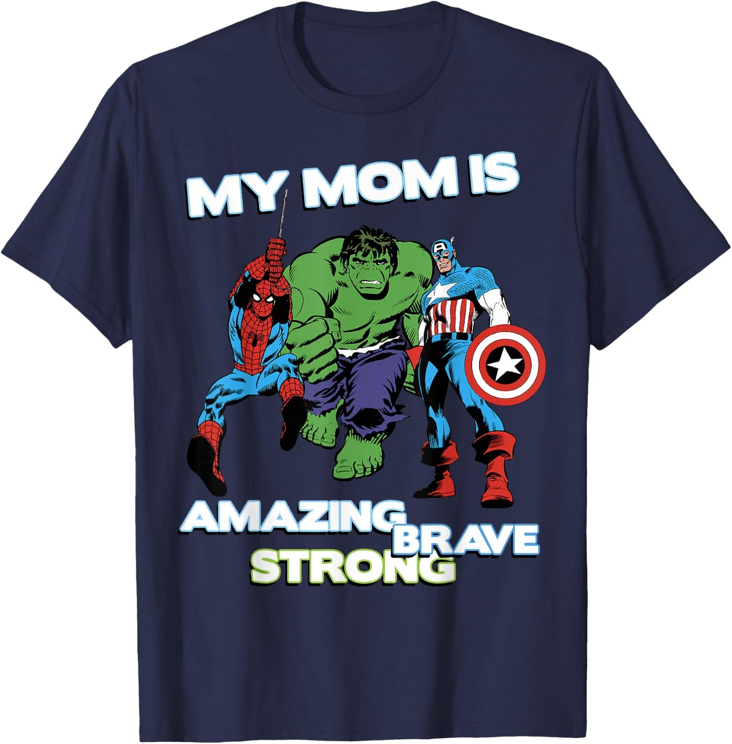 Marvel Avengers My Mom Is Amazing Brave Strong Chest Logo T-Shirt - T-Shirt | Navy