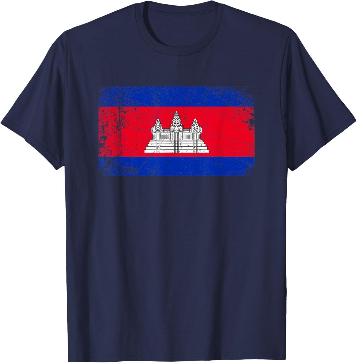Vintage Made In CAMBODIA CAMBODIAN Flag Gift T-Shirt - T-Shirt | Navy