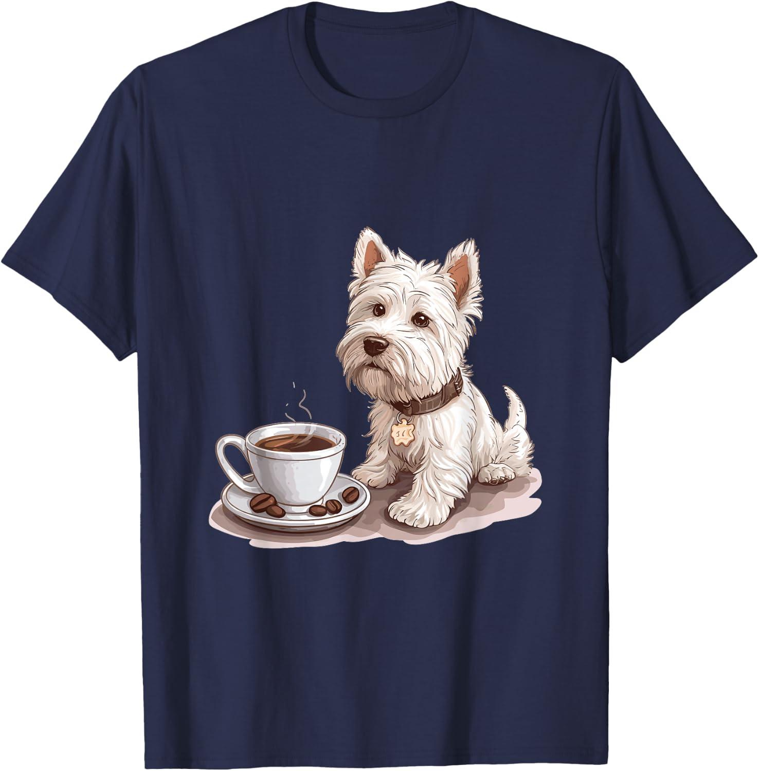 West Highland White Terrier Coffee Dog Breed Westie T-Shirt - T-Shirt | Navy