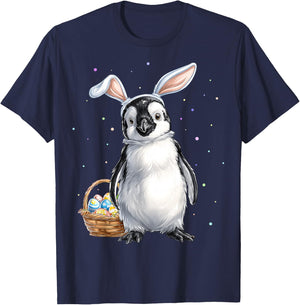 Pinguin Vogel Ostern Haseneier Hasenohren niedlich T-Shirt - T-Shirt | Navy
