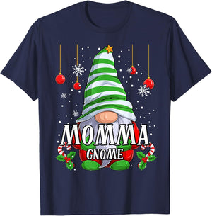 Momma Gnome christmas pajamas matching family group T-Shirt - T-Shirt | Navy