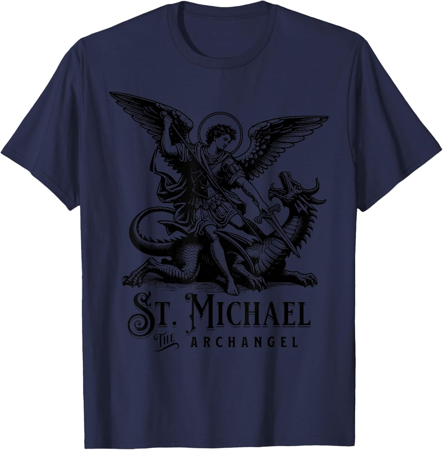 St Michael the Archangel Catholic Christian Saint T-Shirt - T-Shirt | Navy