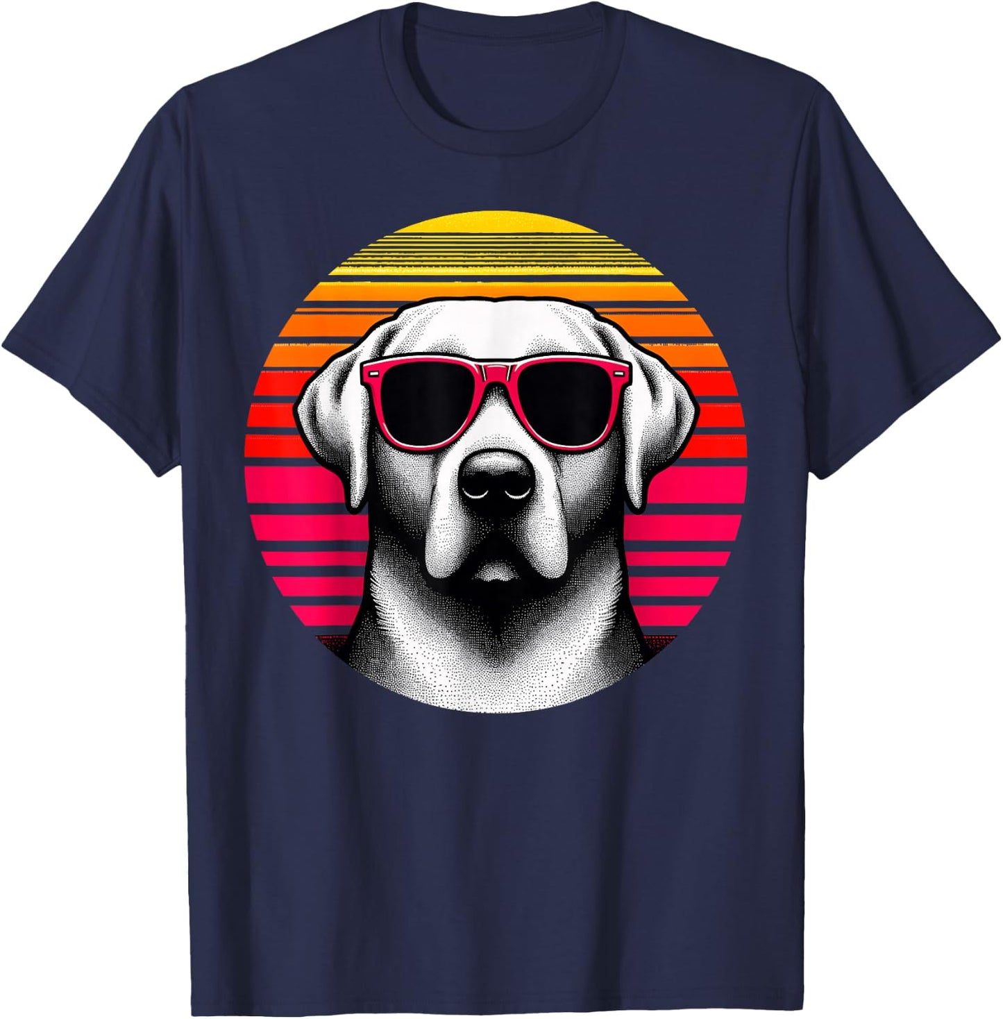 Cool Labrador Retriever 70s Vintage Dog Sunglasses, Black, S T-Shirt - T-Shirt | Navy
