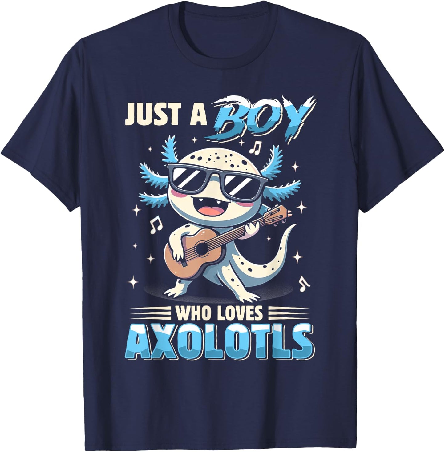 Just A Boy Who Loves Axolotls Kids Boys Cute Axolotl T-Shirt - T-Shirt | Navy