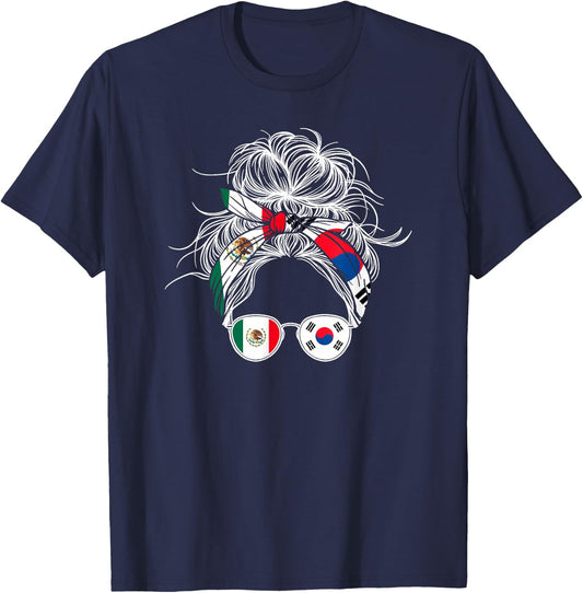 Mexican Korean Flag Mexico South Korea T-Shirt - T-Shirt | Navy