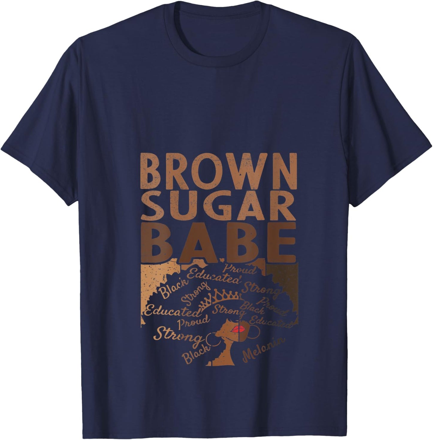 Brown Sugar Babe Black Pride Shirts Melanin V-Neck T-Shirt - T-Shirt | Navy