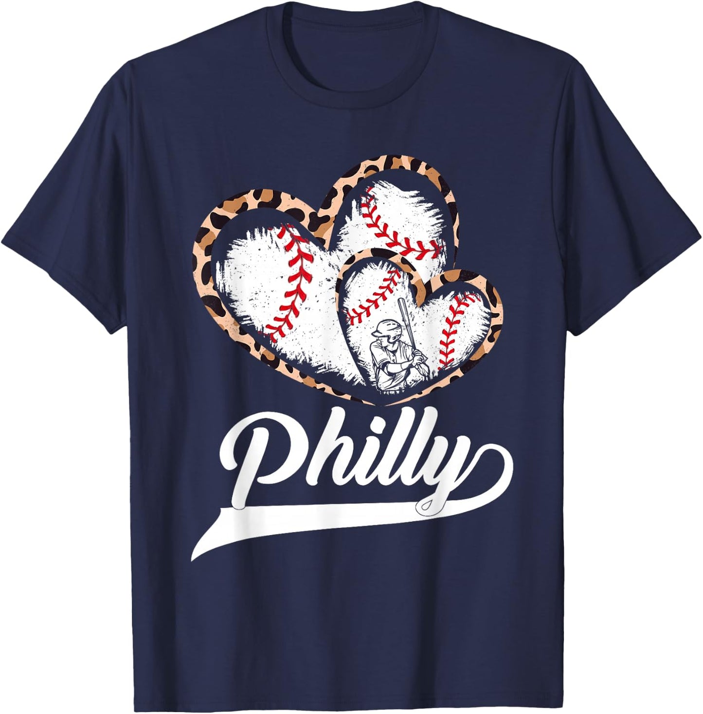 Philadelphies Souvenir Leopard Heart I Love Philadelphies T-Shirt - T-Shirt | Navy