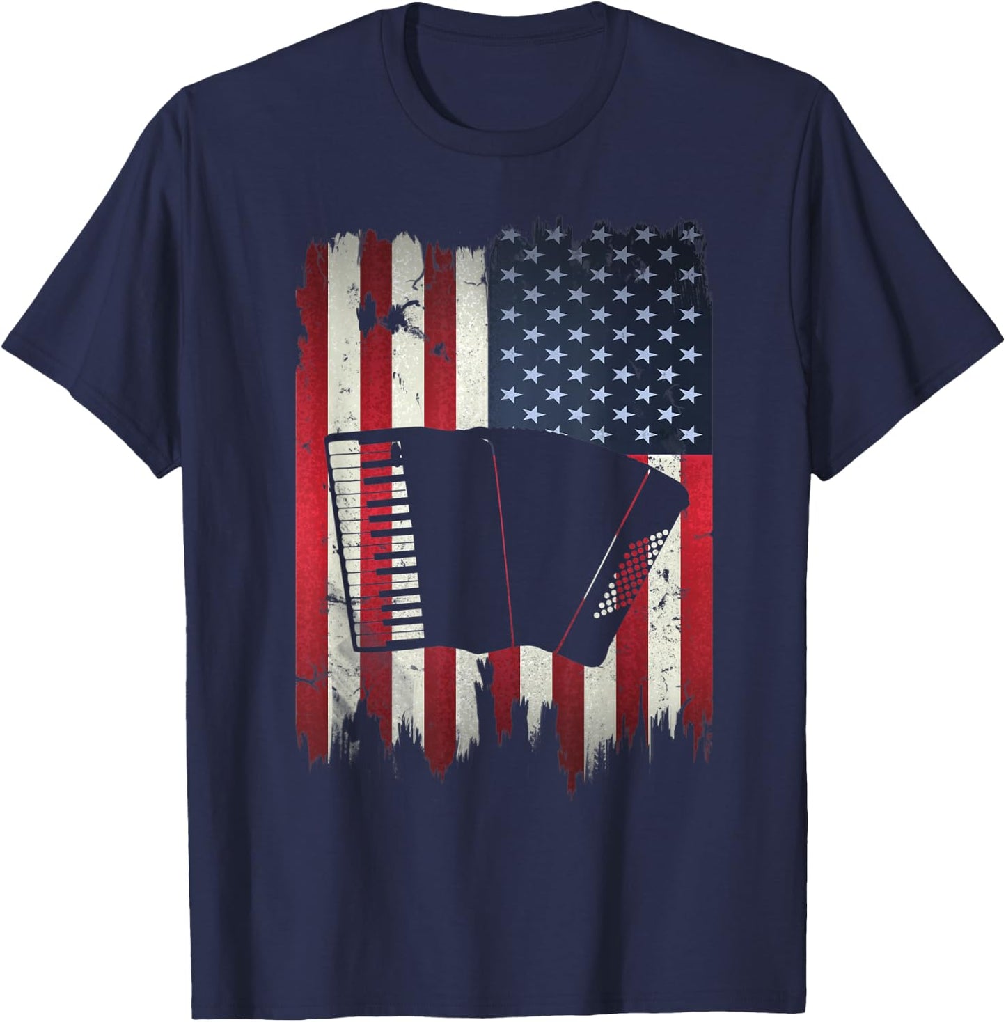 Accordion American Flag 4th of July Accordionist Patriotic Kids Men T-Shirt - T-Shirt | Navy