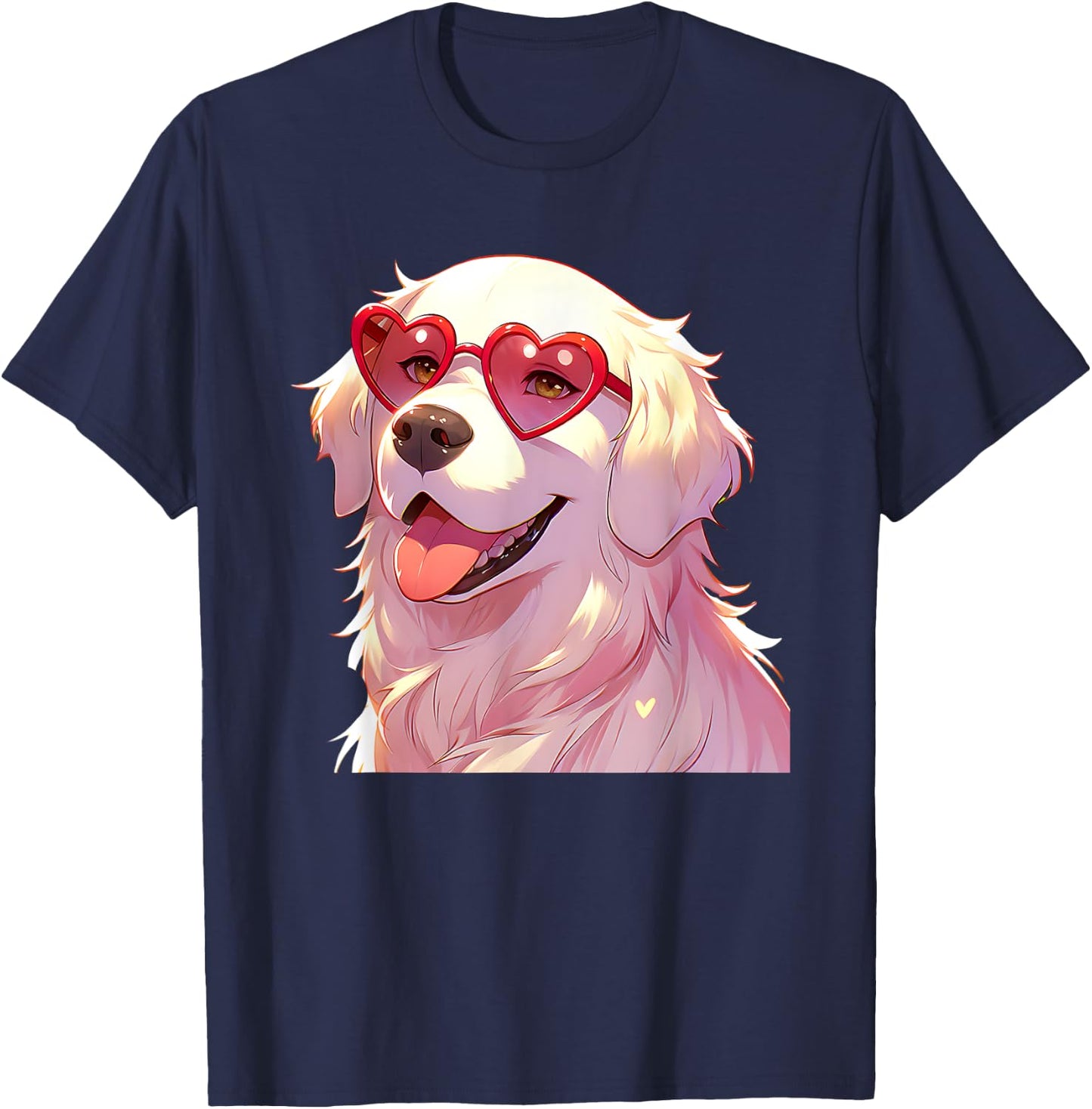 English Cream Golden Retriever Mom Gifts Heart Glasses Love T-Shirt - T-Shirt | Navy