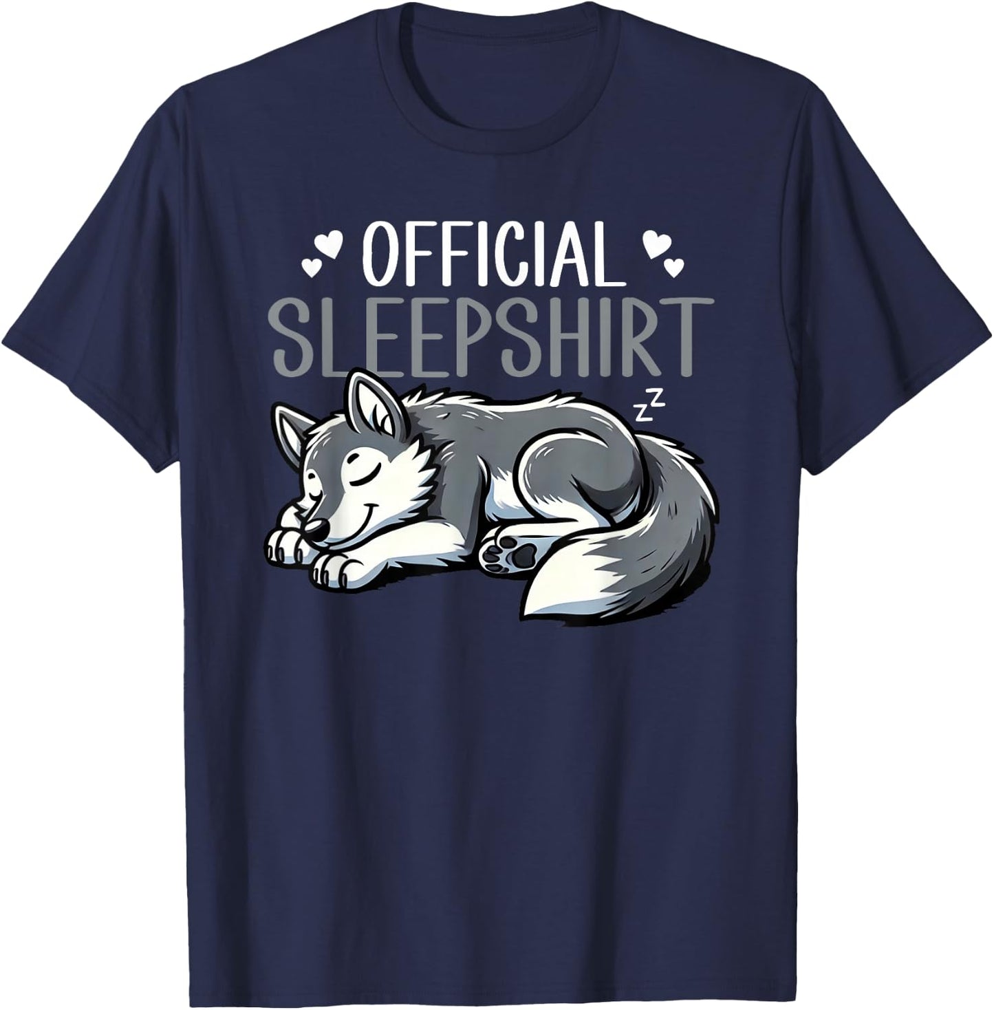 Wolf Official Pyjamas with Wolf Design , Black, S T-Shirt - T-Shirt | Navy