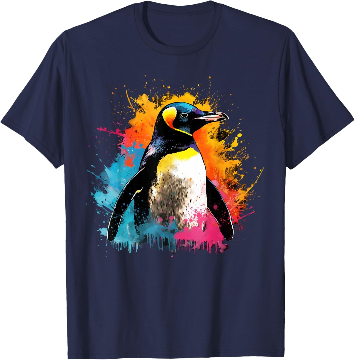 Artistic Colorful Pop Art painted Penguin T-Shirt - T-Shirt | Navy