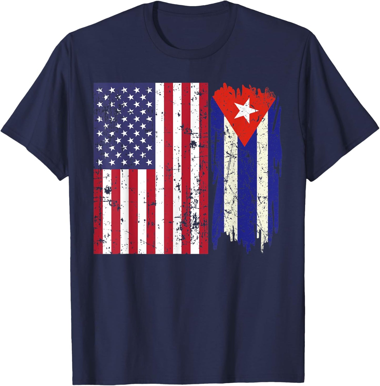 Vintage Proud Patriotic Cuba and Pride American Cuban Flag Kids Men T-Shirt - T-Shirt | Navy