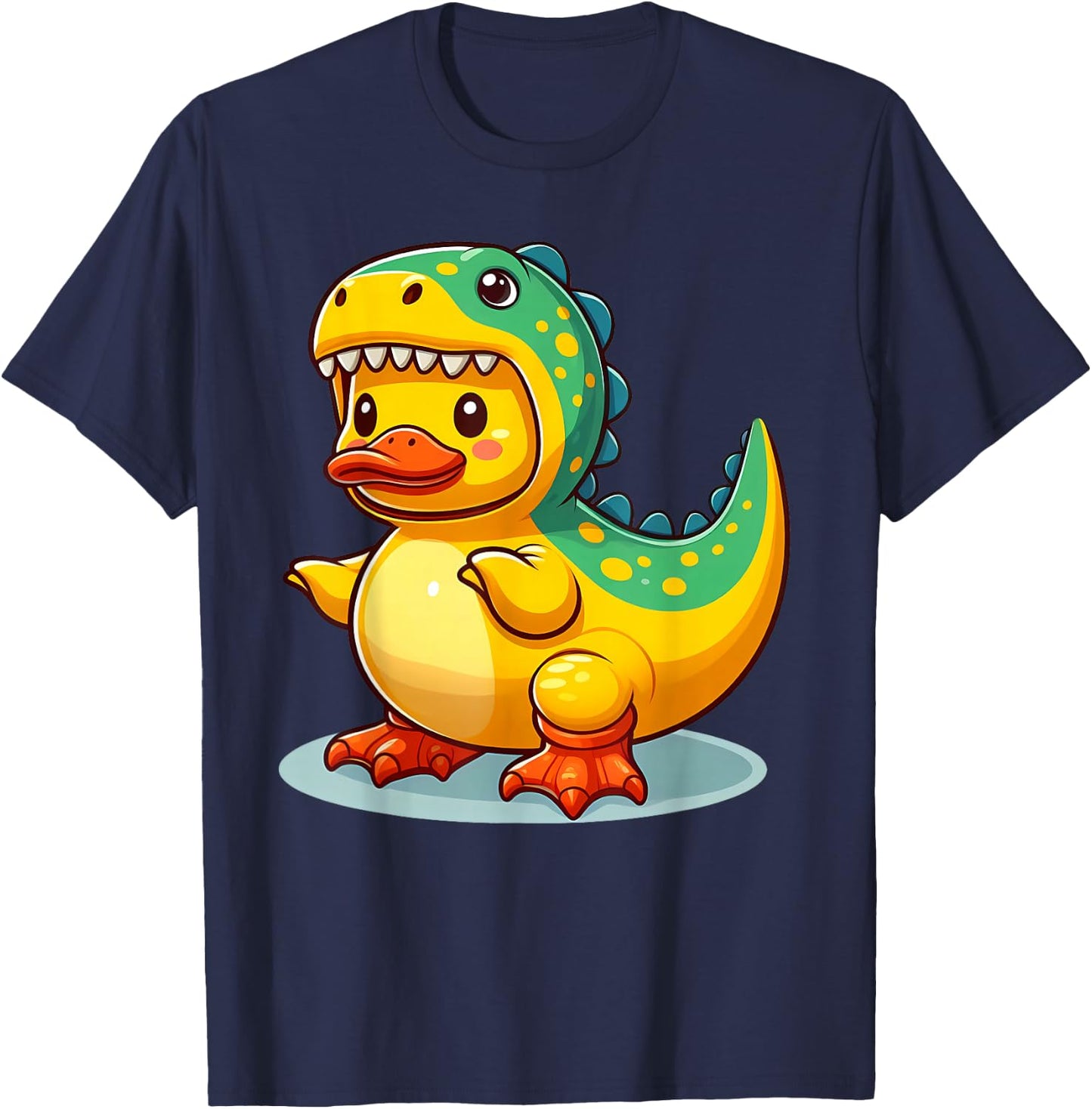 Dino Duck, Rubber Yellow Duck Dinosaur T-Shirt - T-Shirt | Navy