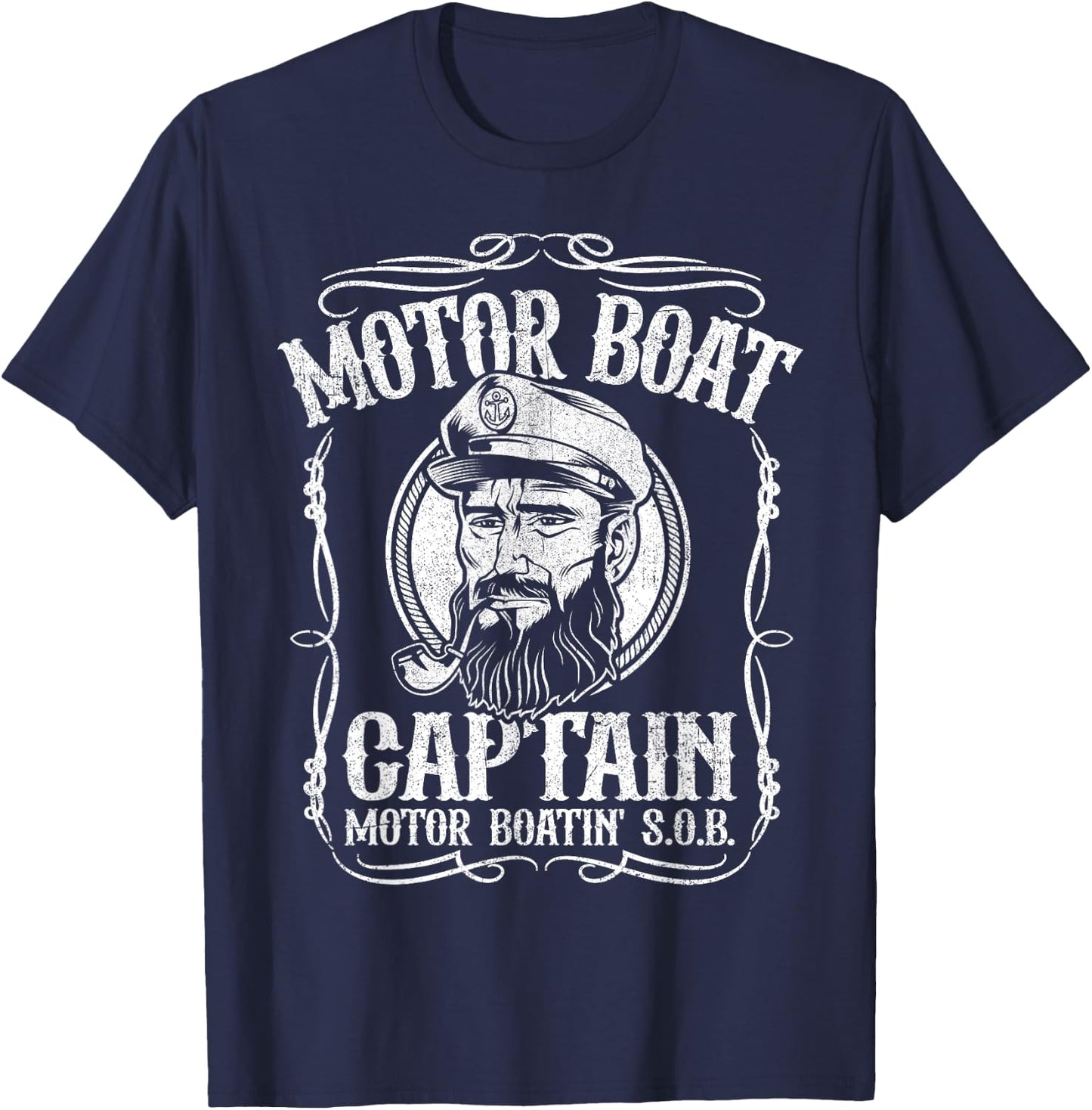 Motor Boat Captain Funny Pontoon Boating Motor Boatin Lake T-Shirt - T-Shirt | Navy