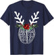Anatomy Brain Floral Reindeer Christmas Neurology Nurse T-Shirt - T-Shirt | Navy