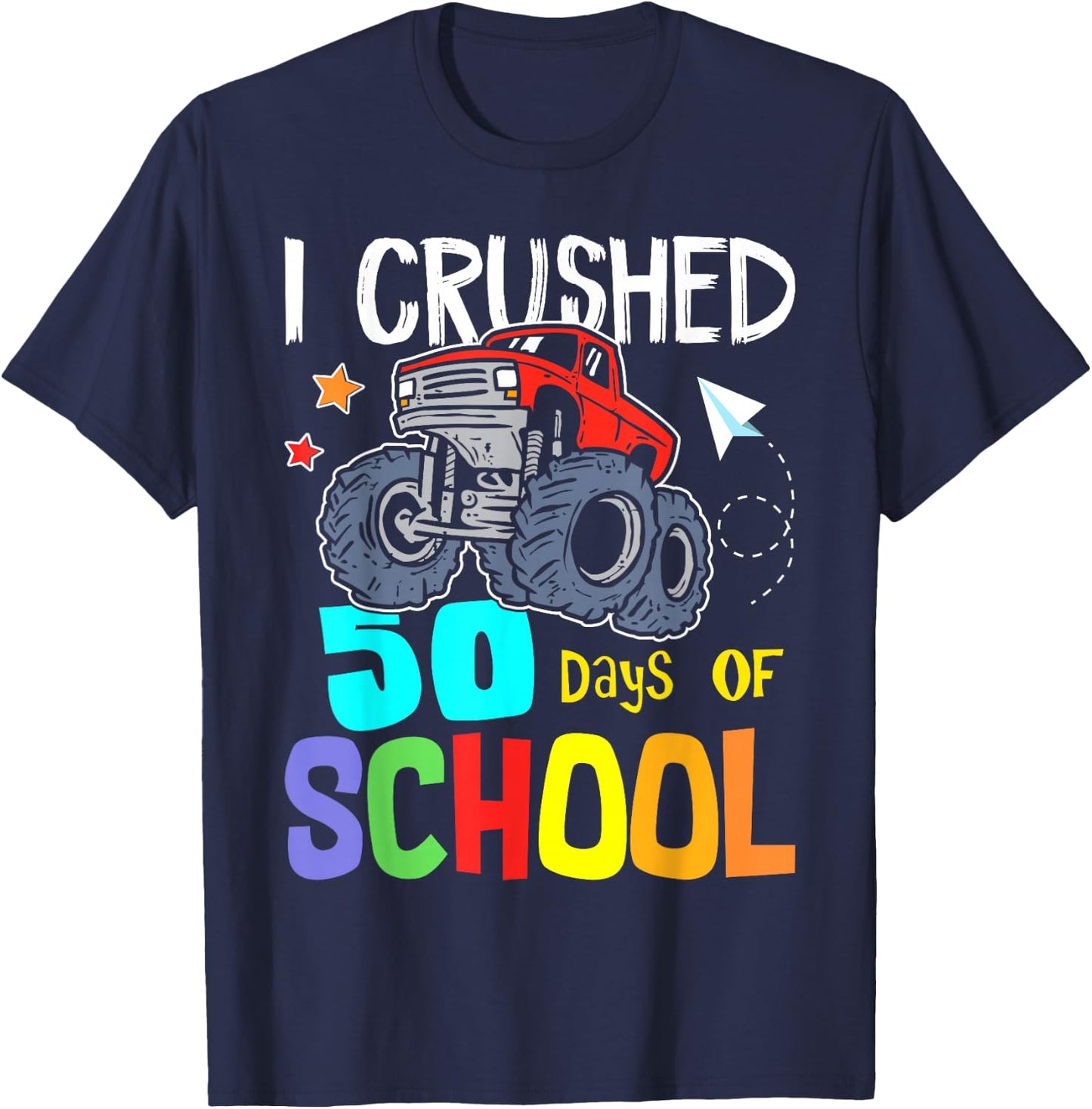 Crushing 50th Day Of School Jam truck 50 Days Of School Kids T-Shirt - T-Shirt | Navy