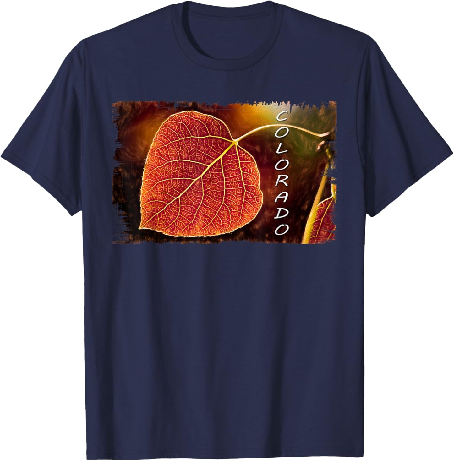 Colorado t shirt, Red Aspen Leaf ; Wild Country T-Shirt - T-Shirt | Navy