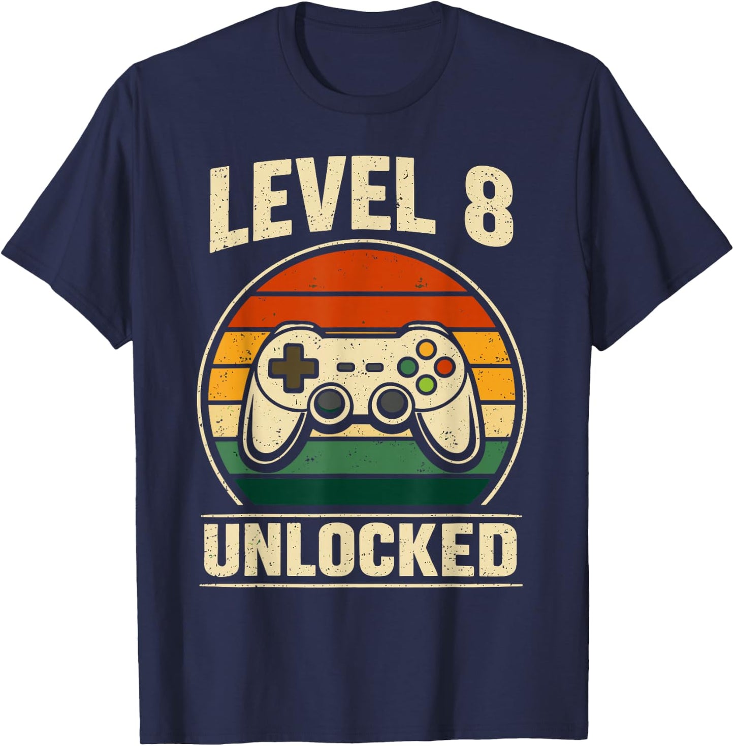 8th Birthday Level 8 Unlocked Gamer Gaming Eight Birthday T-Shirt - T-Shirt | Navy
