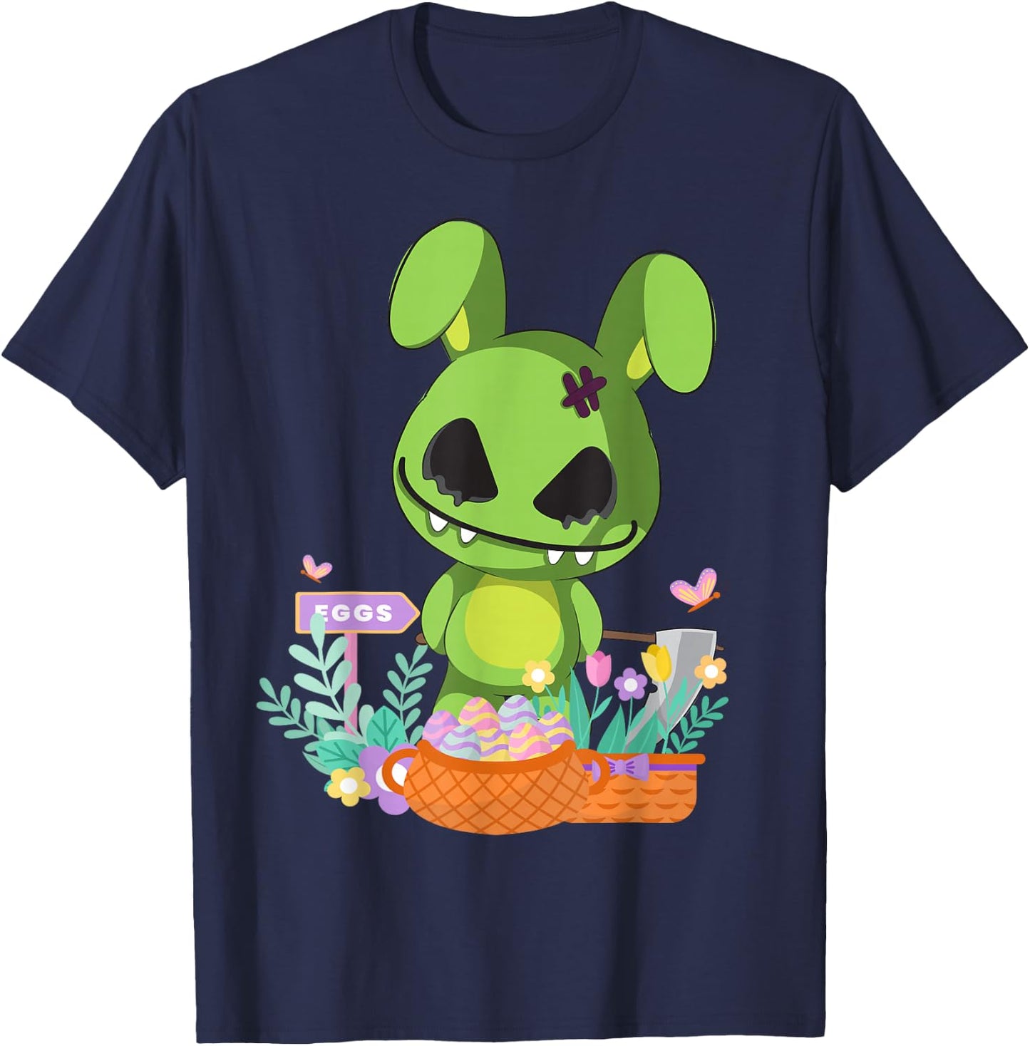 Funny goth zombie easter scary bunny dye easter eggs rabbit T-Shirt - T-Shirt | Navy