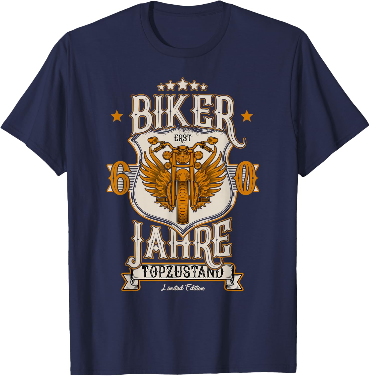 60. Geburtstag Biker Motorrad Mann Geschenk lustig T-Shirt - T-Shirt | Navy
