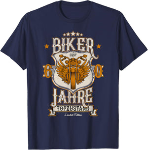 60. Geburtstag Biker Motorrad Mann Geschenk lustig T-Shirt - T-Shirt | Navy
