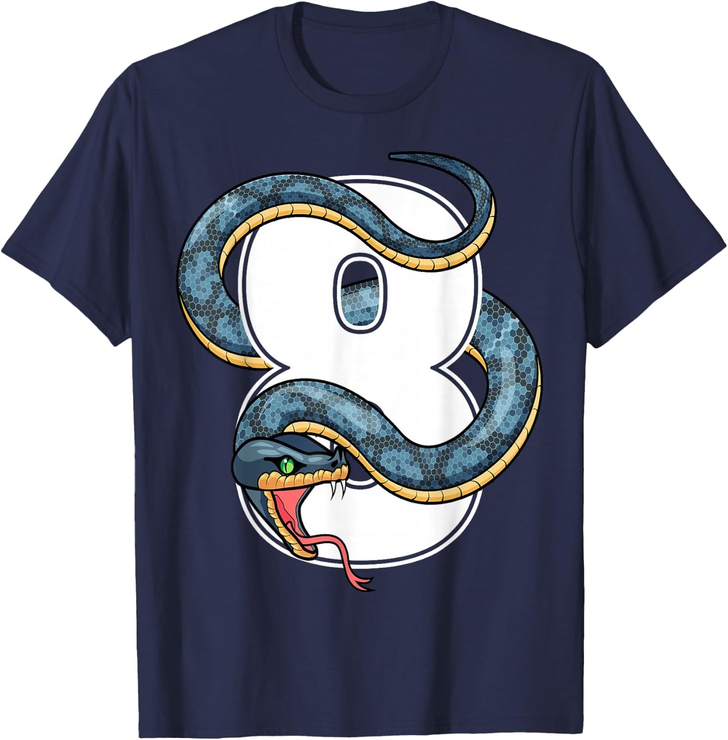 8th Birthday Snake Lover Eight 8 Year Old Birthday Boy Girl T-Shirt - T-Shirt | Navy