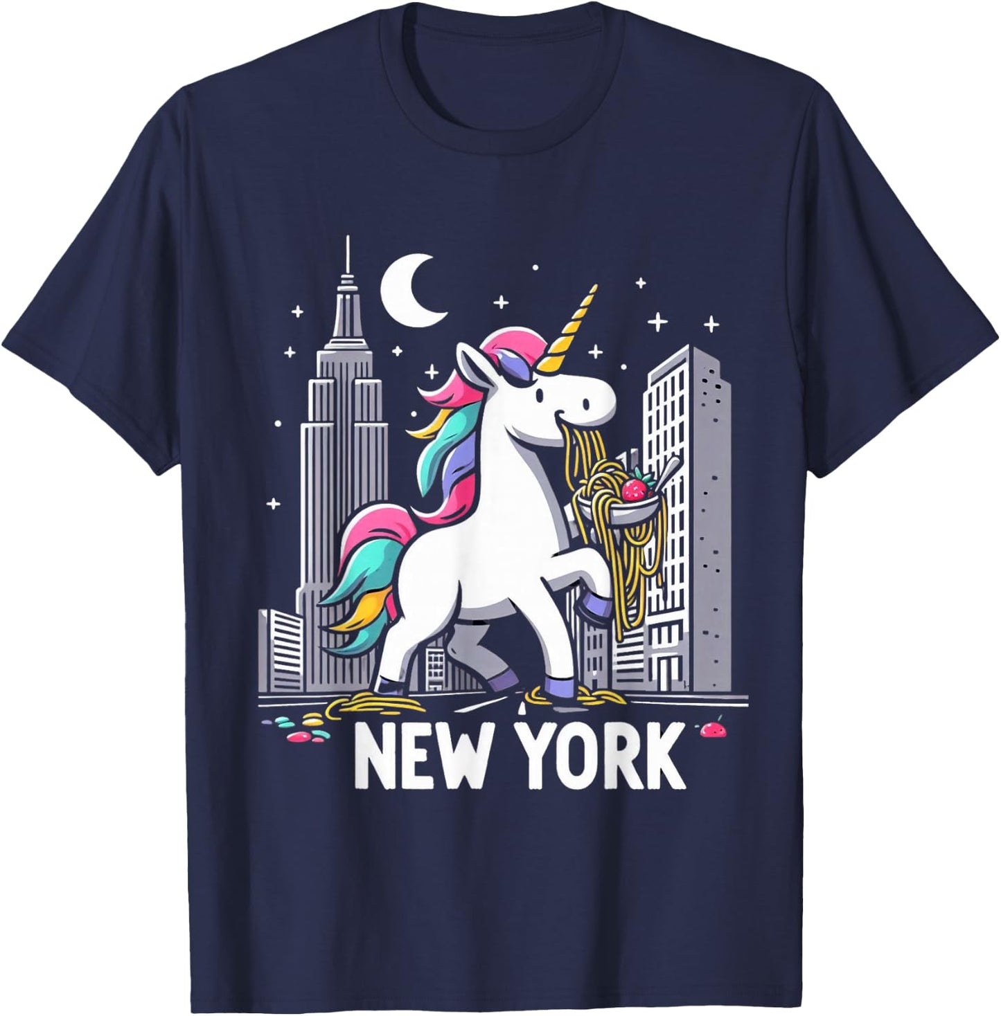 Unicorn New York Spaghetti America Boys Girls Kids Adults T-Shirt - T-Shirt | Navy