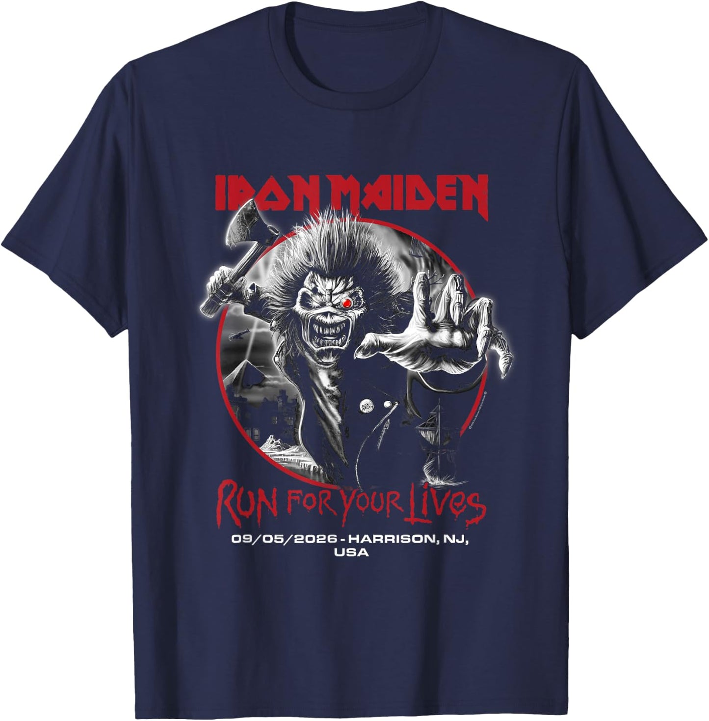 Iron Maiden Run for Your Lives Tour 2026 Harrison T-Shirt - T-Shirt | Navy