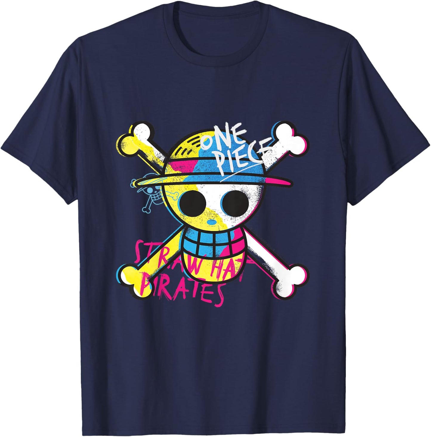 Kids One Piece Straw Hat Pirates Logo Colorful Monkey D Luffy Kids , Blue, 2 T-Shirt - T-Shirt | Navy