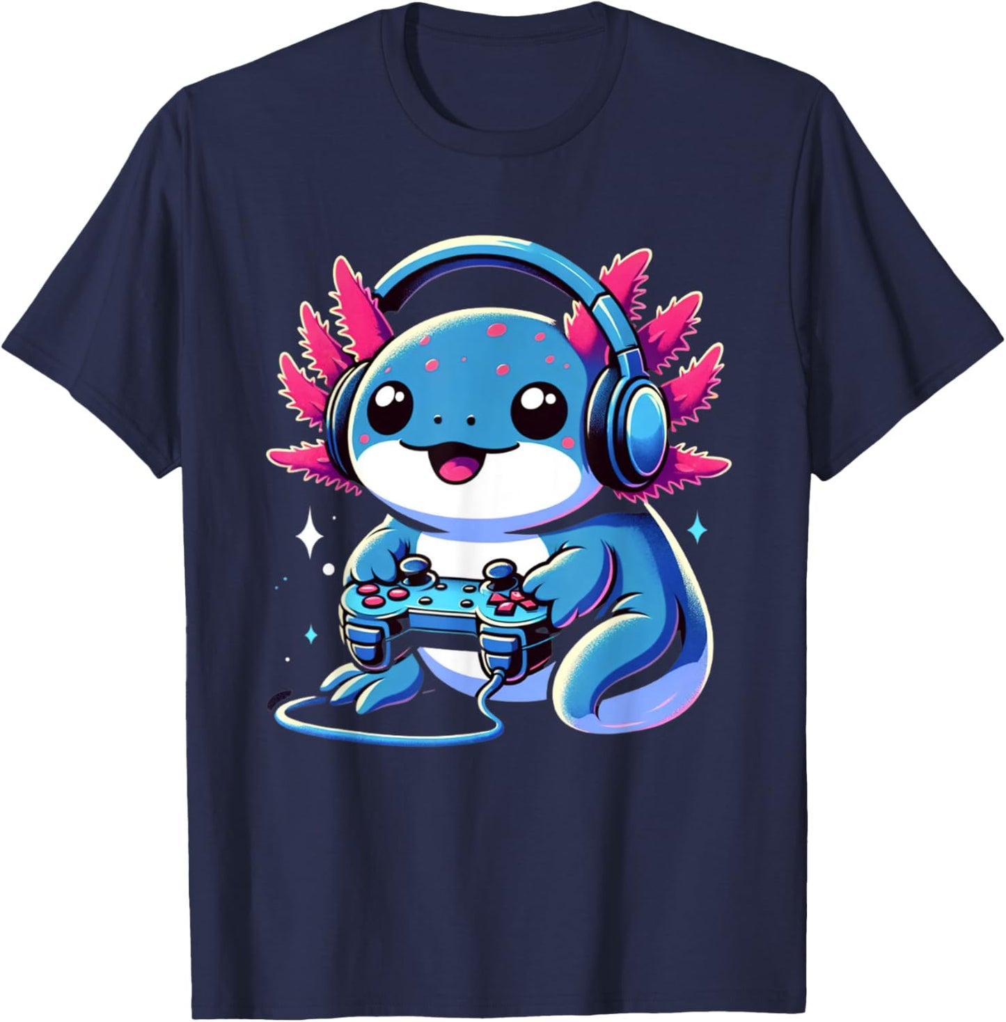 Funny Axolotl Gamer Gaming Axolotl Video Game T-Shirt - T-Shirt | Navy