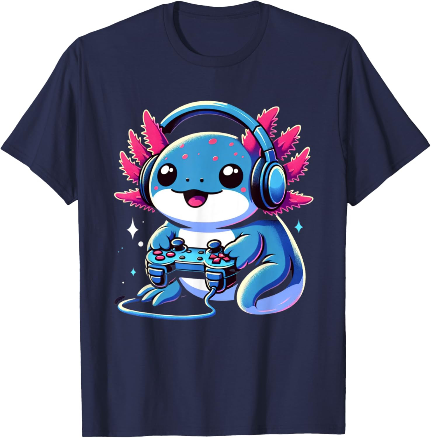 Funny Axolotl Gamer Gaming Axolotl Video Game T-Shirt - T-Shirt | Navy