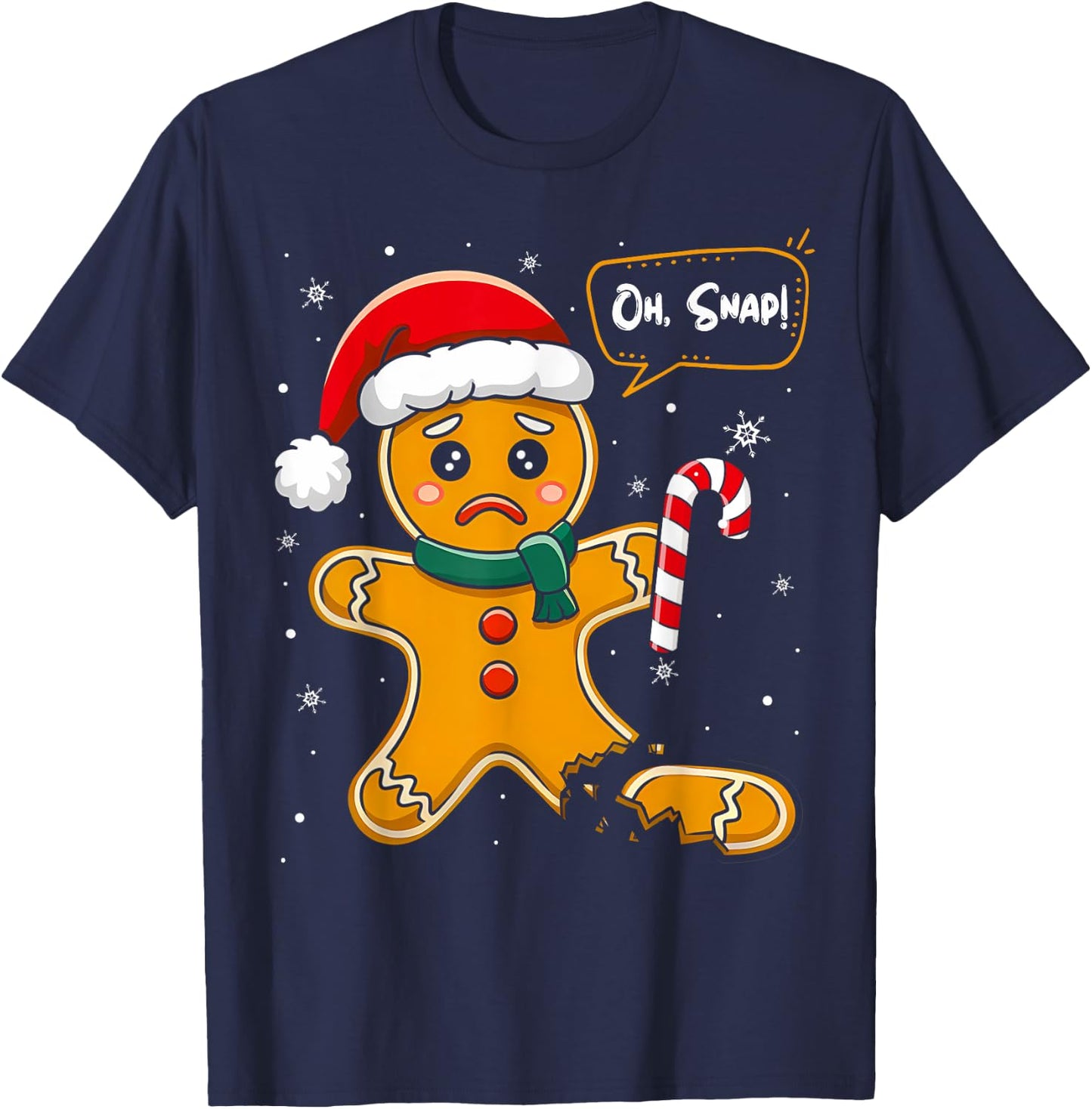 Funny Christmas Oh Snap Gingerbread Man Cookie X Mas PJs T-Shirt - T-Shirt | Navy
