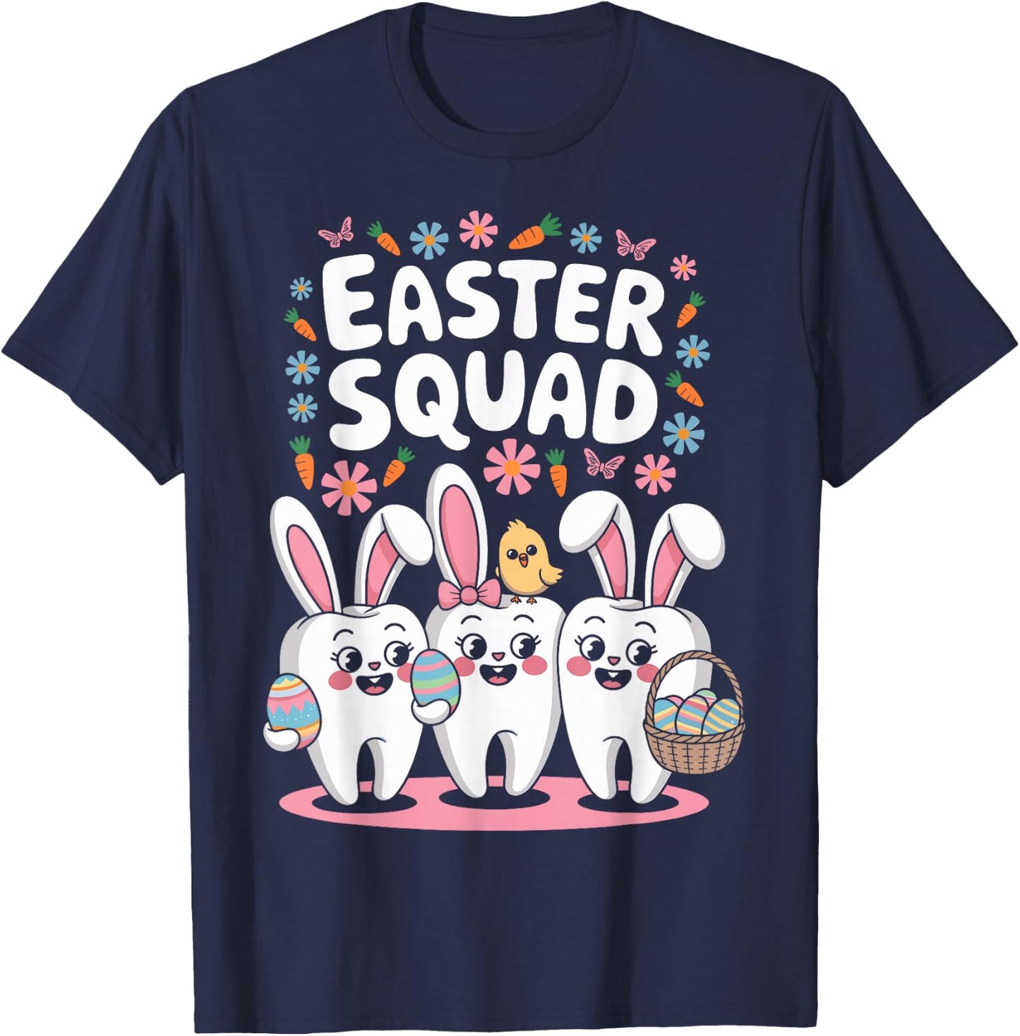 Easter Dental Squad Cute Bunny Teeth Dentist Oral Hygienist T-Shirt - T-Shirt | Navy