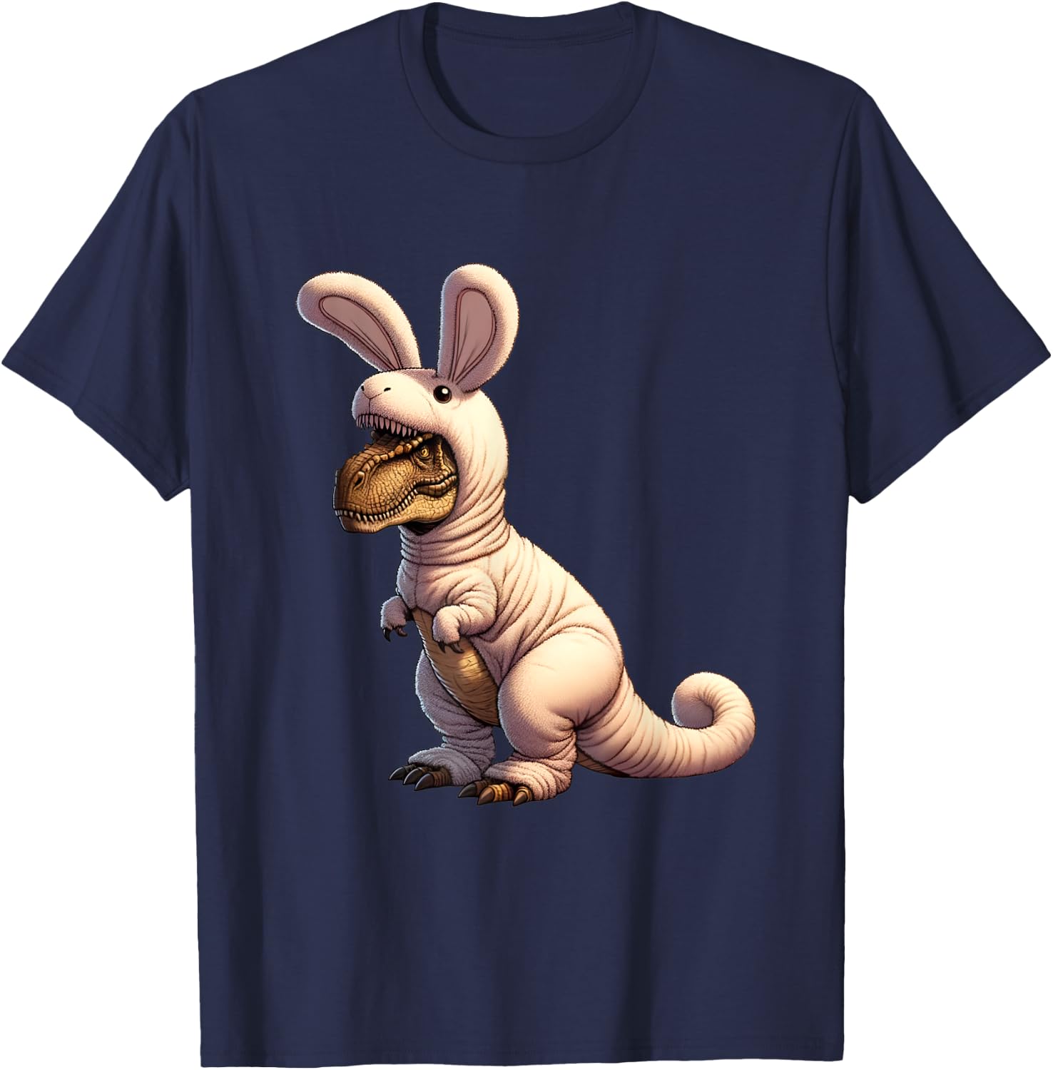 T-rex dinosaur in a bunny costume easter theme T-Shirt - T-Shirt | Navy