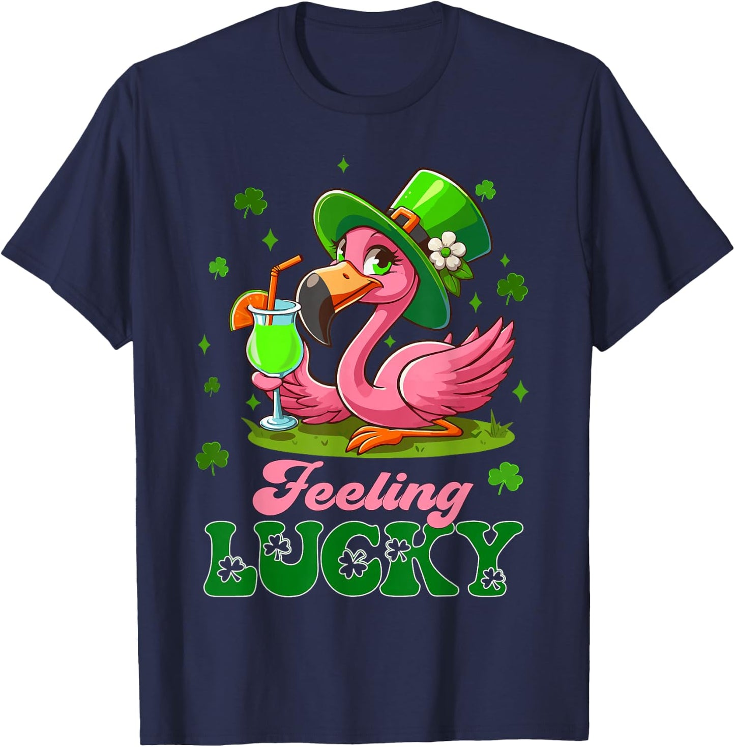 Irish Flamingo leprechaun St Patrick's Day Funny Flamingo T-Shirt - T-Shirt | Navy