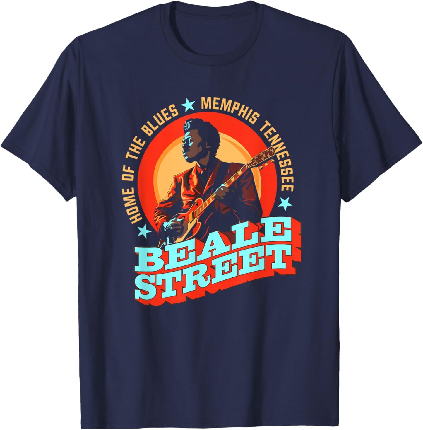 Home Of The Blues Beale Street Memphis - Guitarist Souvenir T-Shirt - T-Shirt | Navy
