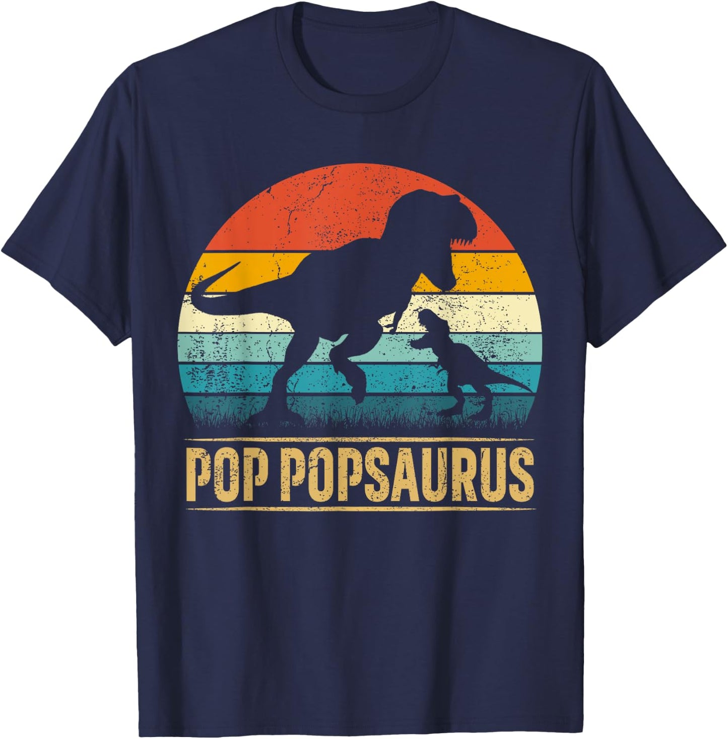 Pop Pop Saurus T Rex Dinosaur Pop PopSaurus Father's Day T-Shirt - T-Shirt | Navy