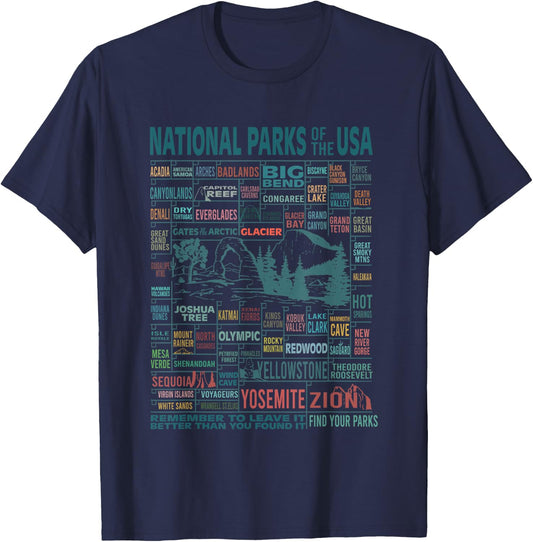 National Park Name Adventure Awaits Camping Hiking Camper T-Shirt - T-Shirt | Navy