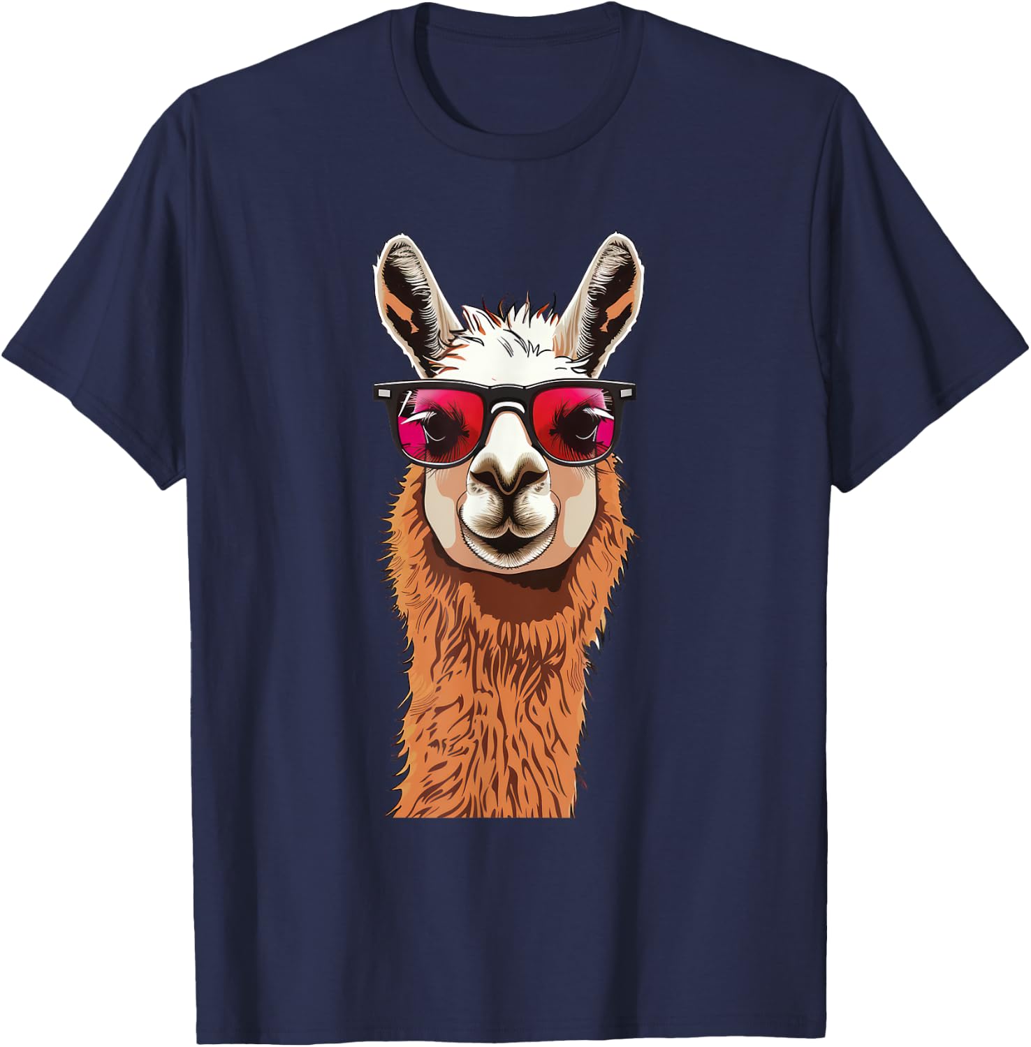 Llama Alpaca Lama Sunglasses T-Shirt - T-Shirt | Navy