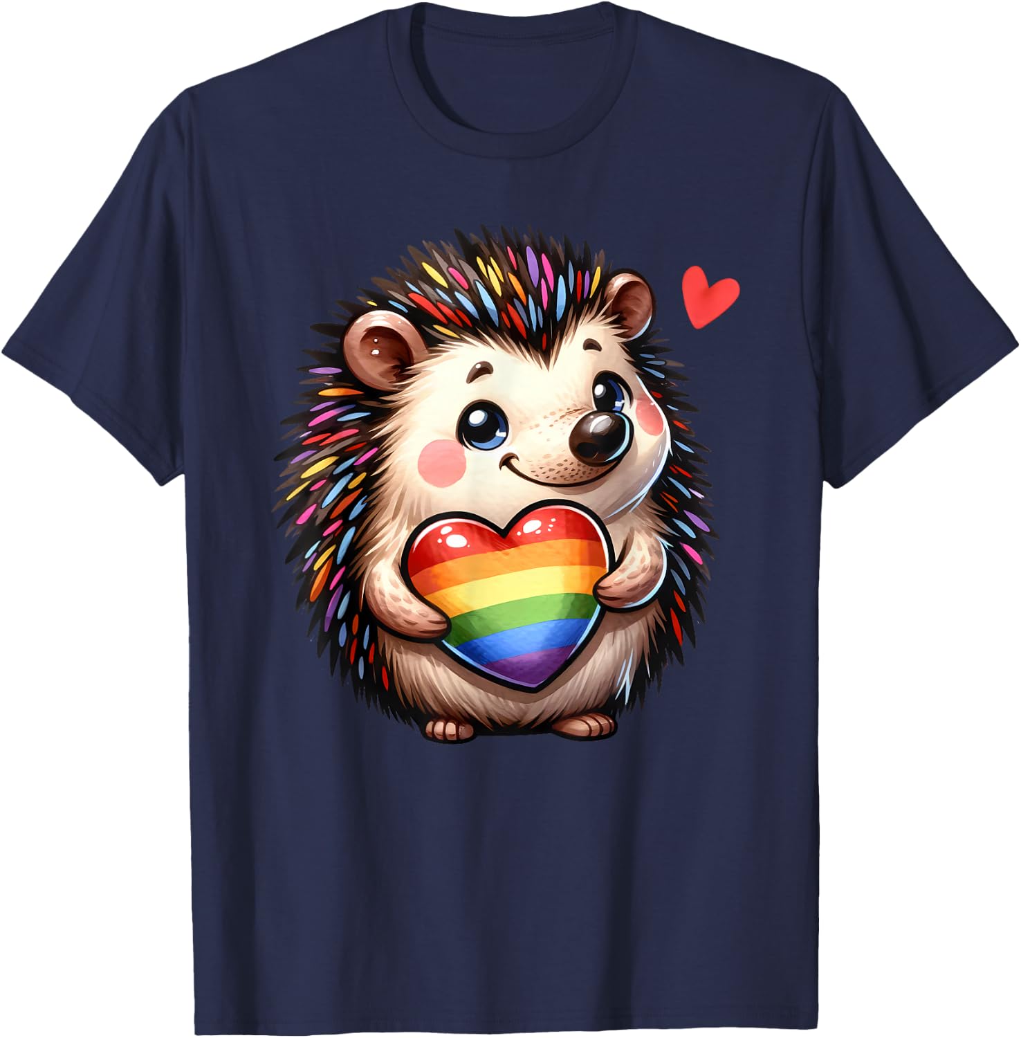 Gay Pride Hedgehog Heart Rainbow Flag LGBT Women Girls Kids T-Shirt - T-Shirt | Navy